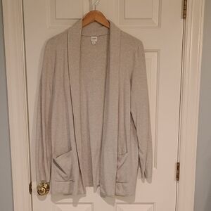 J. Crew Factory Light Gray Open-Front Cardigan